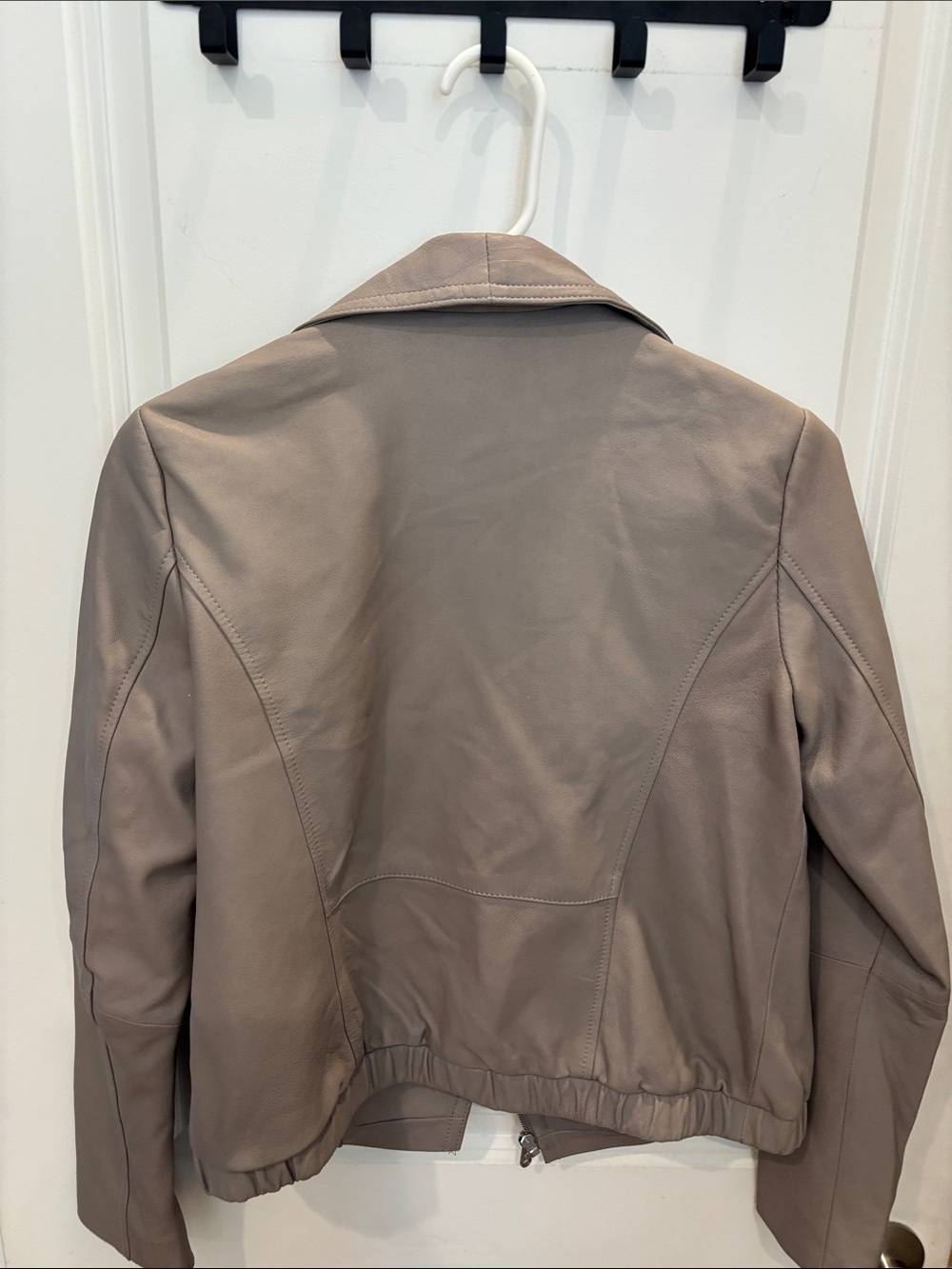 Sam Edelman Light Gray Draped Leather Moto Jacket - Picture 4 of 4